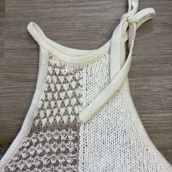 Anthropologie Tank Top Size XS Halter Tie Crochet Patchwork Metallic Chunky - Picture 5 of 9